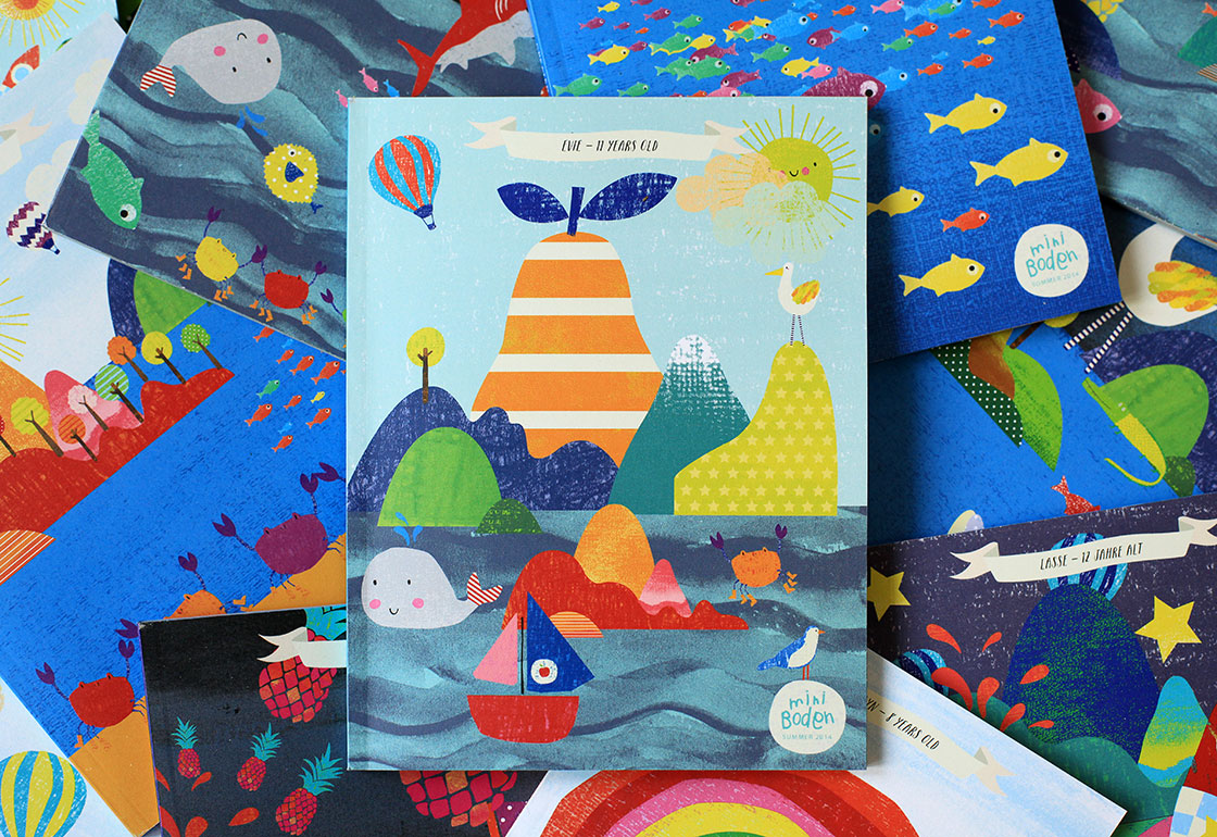 Mini Boden cover on a pile of different cover designs