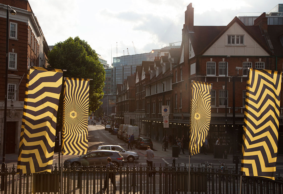 Flags with starburst graphics