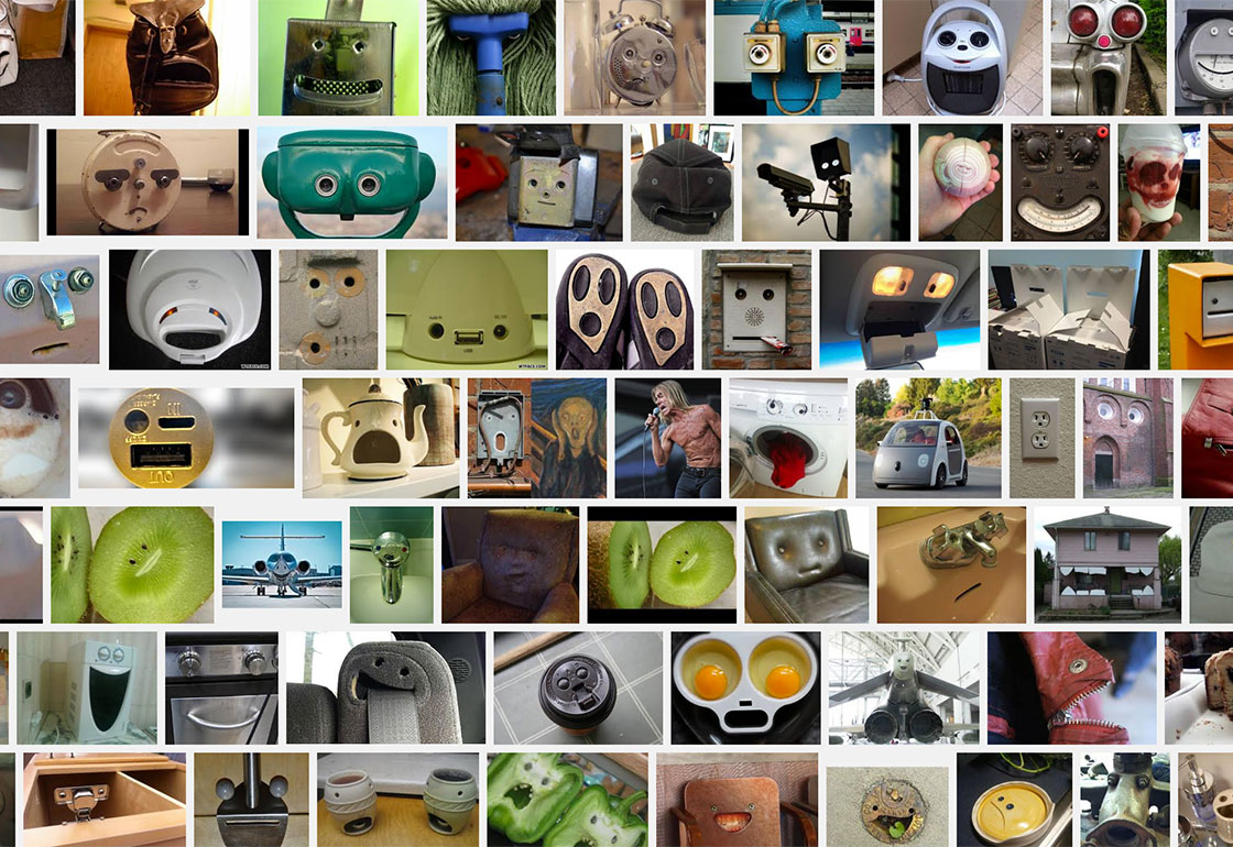 A screenshot of a Google image search for 'Faces in Objects'