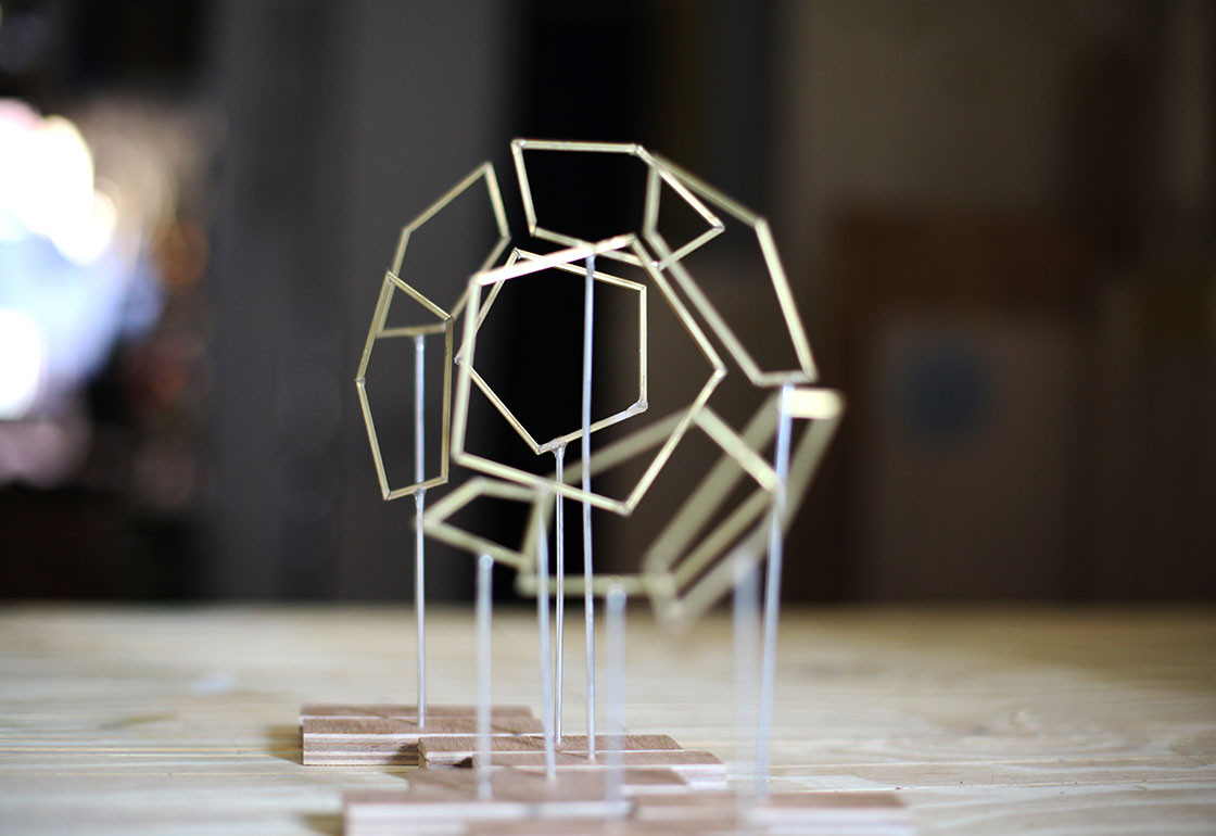 Brass model of fragmented shape