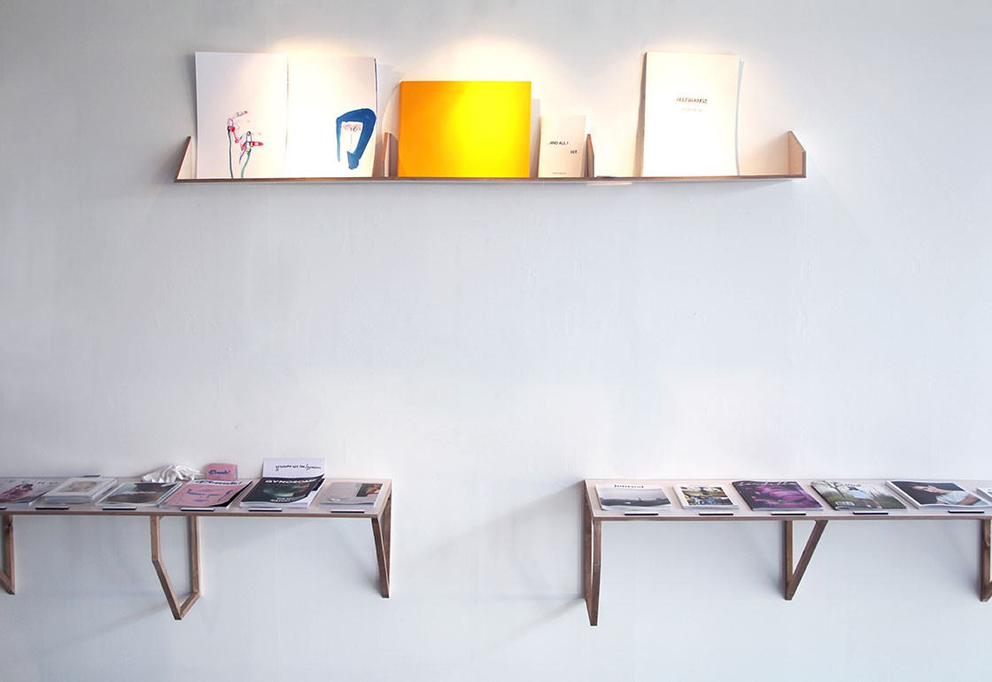 Shelves in the exhibition