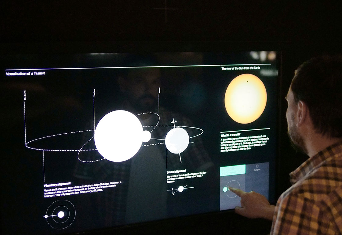 A touchscreen with illustrated diagrams