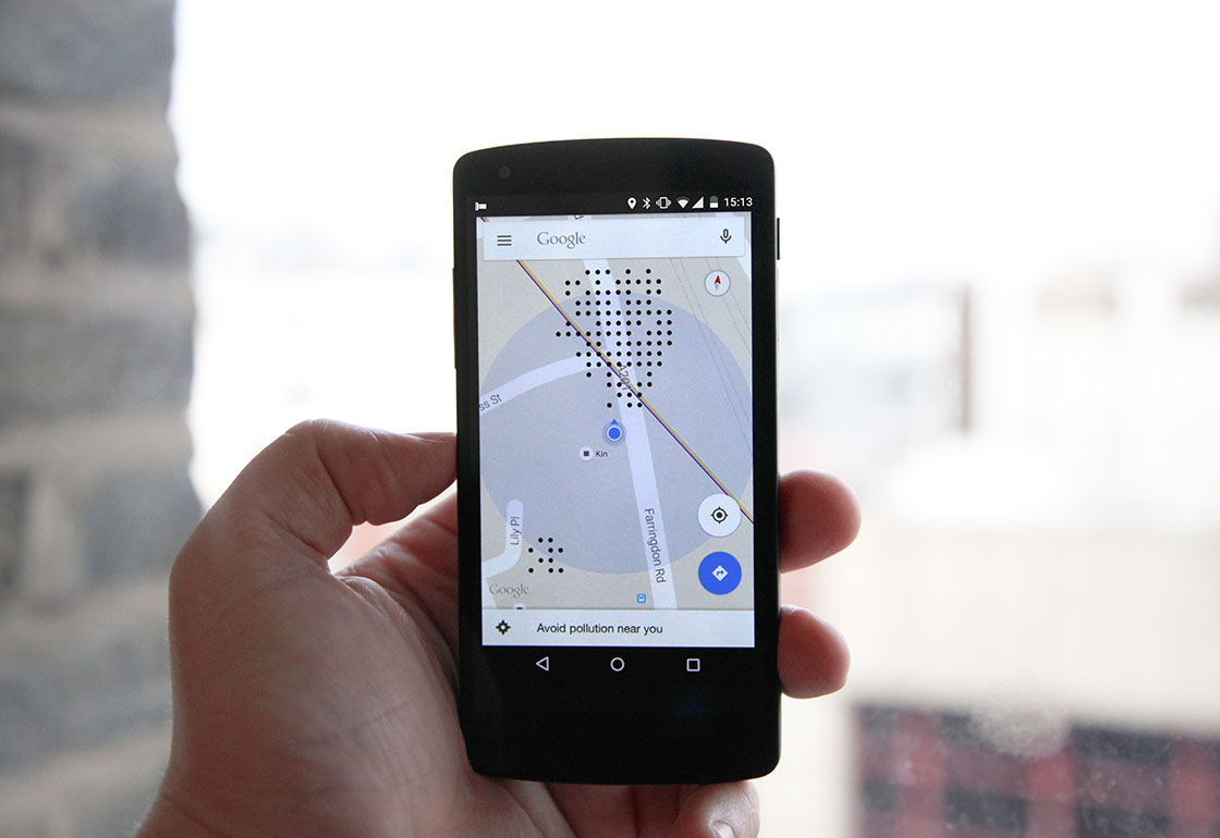 A pollution map on a smartphone