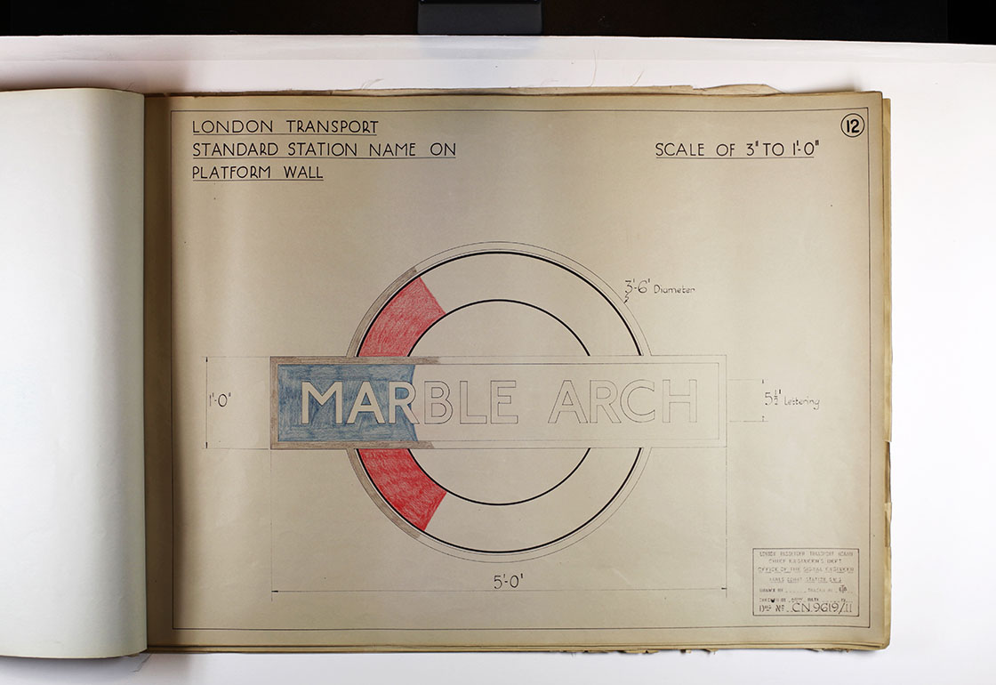 Engineering drawing of a layout for TfL roundel sign
